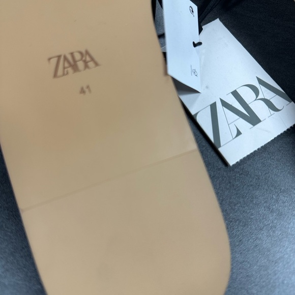 NWT Zara Natural Straw Woven Raffia Slides Flat Sandals - Picture 4 of 4